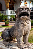 Chiang Mai - The Wat Phra Singh temple. Door guardian of the entrance of the ubosot in the form of a lion. 